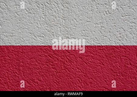 Polen Politik oder Business Konzept: Polnische Flagge Wand mit Gips, Hintergrund Textur Stockfoto