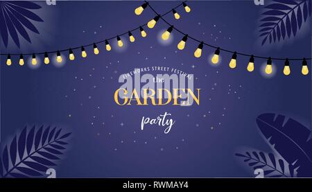Nacht Garden Party Banner, Einladung Karte. Vektor Design vorlage Stock Vektor