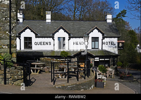 Queen's Head Hotel. Troutbeck, Windermere, Lake District National Park, Cumbria, England, Vereinigtes Königreich, Europa. Stockfoto