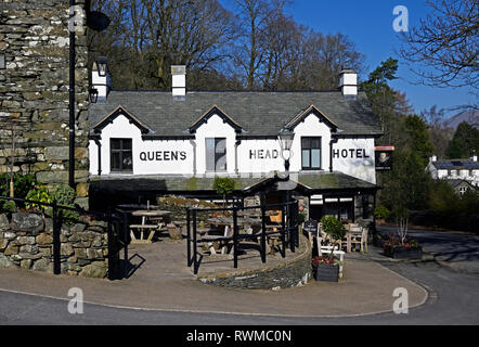 Queen's Head Hotel. Troutbeck, Windermere, Lake District National Park, Cumbria, England, Vereinigtes Königreich, Europa. Stockfoto