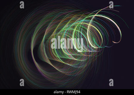 3D-Darstellung. Farbige Linien in spiralförmigen Bewegung. Abstraktes Bild, künstlerische bunten Hintergrund. Stockfoto