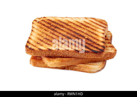 Stapel aus gerösteten Toast Brot auf Weiß Stockfoto