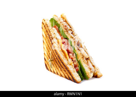 Vertikale Scheibe der Club Sandwich auf Weiß Stockfoto