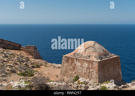 Ruine der osmanischen Gebäude auf Gramvousa Stockfoto