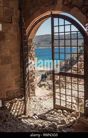 Eingang zur Festung Gramvousa und seine Ansicht Stockfoto