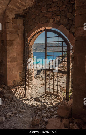 Eingang zur Festung Gramvousa und seine Ansicht Stockfoto