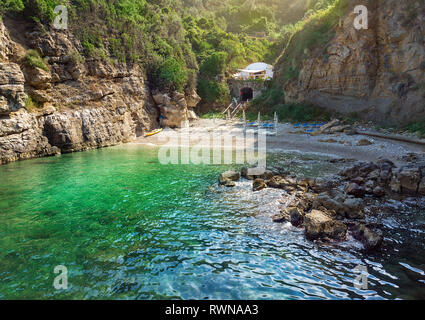 Regina Giovanna privaten Strand, befindet sich eine 8-minütige Fahrt von Sorrento, Italien Stockfoto