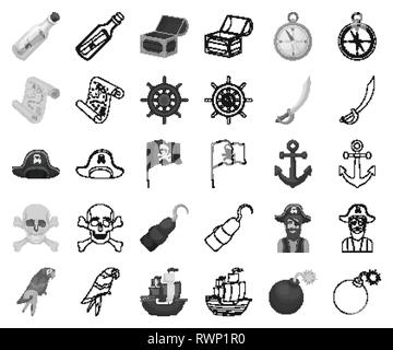 Abenteuer, Anker, Kunst, Attribute, Flasche, Brust, Sammlung, Kompass, Corsair, Totenkopf, Design, Auge, Flagge, Granate, Hut, Haken, Icon, Illustration, isoliert, Logo, Karte, Nachricht, monochrom, Outline, Papagei, Patch, Rohr, Pirat, Piraten, Räuber, Sabre, Sailor, Meer, Schiff, Zeichen, Schädel, Lenkung, Symbol, Tabak, Schatz, Vector, Web, Rad, Holz- Vektor Vektoren, Stock Vektor