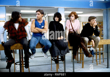 JUDD NELSON, Emilio Estevez, Ally Sheedy, Molly Ringwald, ANTHONY MICHAEL HALL, BREAKFAST CLUB, 1985 Stockfoto