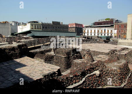 Mexikanische Museum Templo Mayor in Mexiko Stadt. Stockfoto