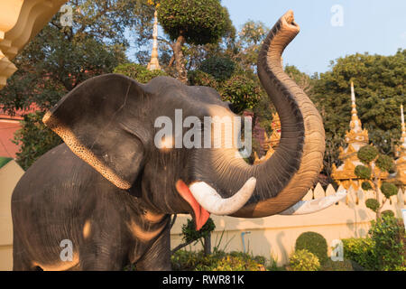 Wat Chanthaboury Elefantenstatue Vientiane Laos Stockfoto