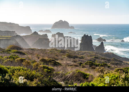 Big Sur, Kalifornien - die vielen Schichten der sea Stacks und zerklüftete Küste entlang der Westküste der Vereinigten Staaten und dem berühmten Highway 1. Stockfoto