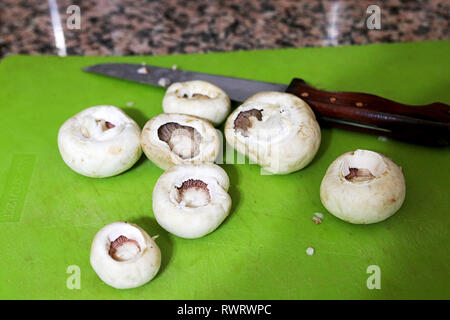 Türkische meatball Kochen und Pilze Stockfoto