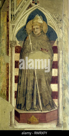 St. Louis von Toulouse, Fresken von Gioto in der Bardi Chapel‎‎, die Basilika von Santa Croce (Basilika des Heiligen Kreuzes) in Florenz, Italien Stockfoto