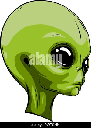 Alien außerirdische grünes Gesicht Maskottchen Vector Illustration Stock Vektor
