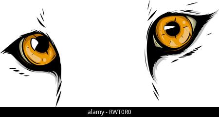 Leopard Augen Maskottchen Grafik auf weißem Hintergrund Vector Illustration Stock Vektor