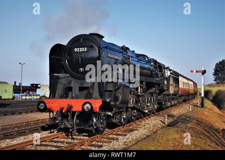 Black Prince Dampfzug in Weyborn auf der North Norfolk Eisenbahn, sonnigen Wintertag Stockfoto