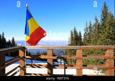 Ansicht von der Oberseite der Skiort Paltinis, in der Nähe von Sibiu in Rumänien, Siebenbürgen. Stockfoto