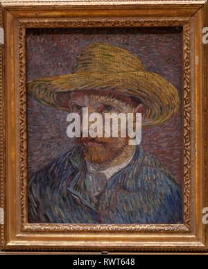 Vincent van Gogh, Selbstbildnis mit Strohhut, das Metropolitan Museum der Kunst, Manhattan, New York USA Stockfoto