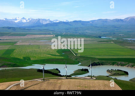 Antenne, Windkraftanlagen, Cowley, Alberta Stockfoto