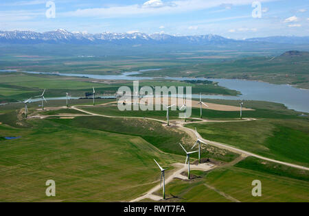 Antenne, Windkraftanlagen, Pincher Creek, Alberta Stockfoto