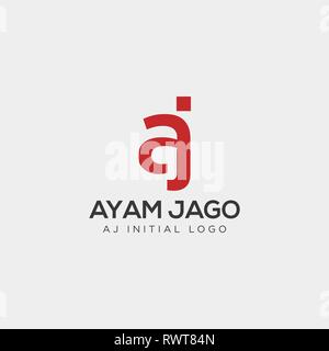 Schreiben aj kreative logo template Vector Illustration mit Business Card template-Vektor Stock Vektor