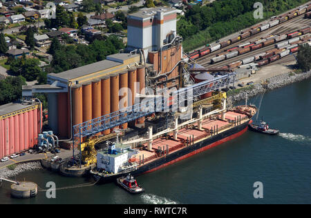 Antenne, Korn laden terminal Vancouver, BC Stockfoto