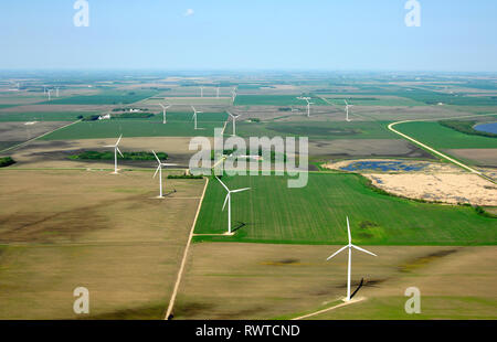 Antenne, Windenergieanlagen St Leon, Manitoba Stockfoto