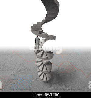 Man Klettern Beton Wendeltreppe auf Betonboden. Stockfoto