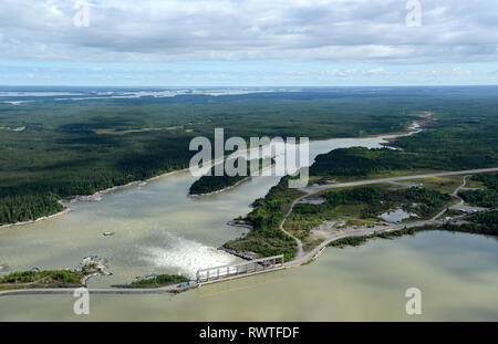 Antenne, Kelsey Elektrizitätswerk, Kelsey, Manitoba, Kanada Stockfoto