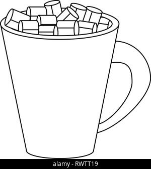 Würfel Zucker in der Tasse in Schwarz und Weiß isoliert Stock Vektor