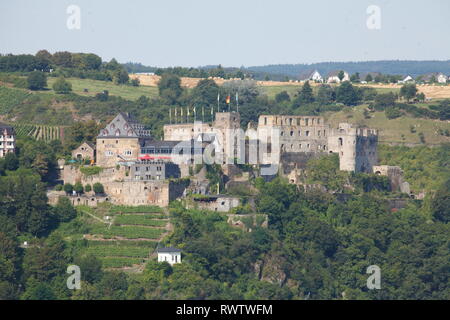 Burg Rheinfels bei St. Goar, UNESCO Weltkulturerbe Oberes Mittelrheintal, Rheinland-Pfalz, Deutschland Stockfoto