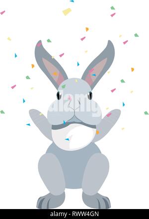 Niedliche Kaninchen Tier fällt Konfetti Vector Illustration Stock Vektor