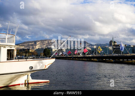 Die Rhone, Schweizer sternwheeler, Genfer See, Genf, Schweiz Stockfoto