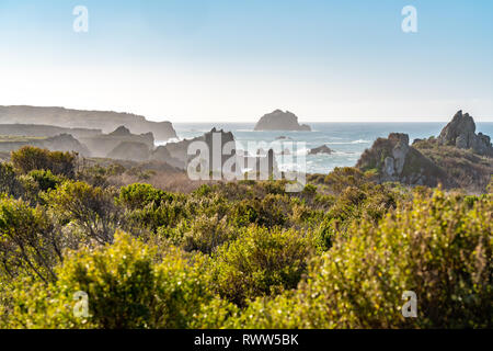 Big Sur, Kalifornien - die vielen Schichten der sea Stacks und zerklüftete Küste entlang der Westküste der Vereinigten Staaten und dem berühmten Highway 1. Stockfoto