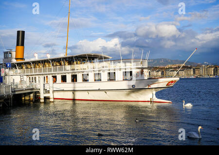 Die Rhone, Schweizer sternwheeler, Genfer See, Genf, Schweiz Stockfoto