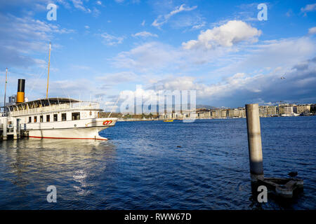 Die Rhone, Schweizer sternwheeler, Genfer See, Genf, Schweiz Stockfoto