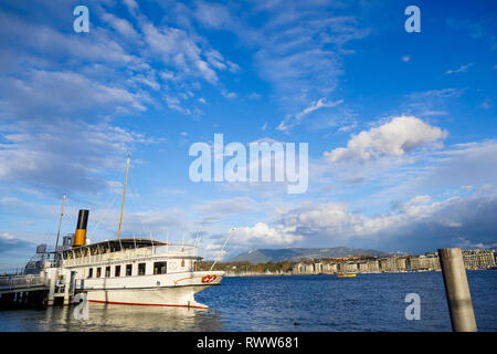 Die Rhone, Schweizer sternwheeler, Genfer See, Genf, Schweiz Stockfoto