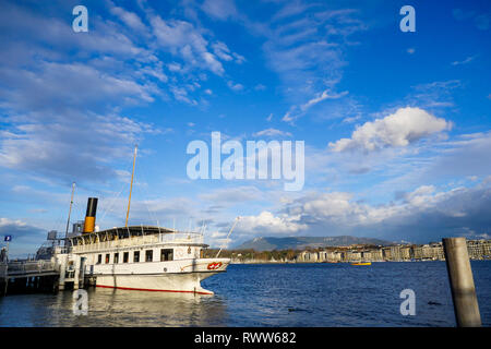 Die Rhone, Schweizer sternwheeler, Genfer See, Genf, Schweiz Stockfoto