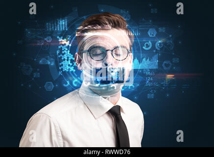 Biometrische Identifizierung und Gesichtserkennung. Stockfoto