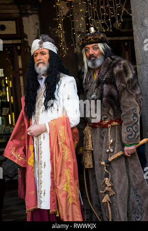 Venedig, Italien. 5. März 2019. Karneval in Venedig. Szenen aus dem letzten Tag der Karneval von Venedig, einschließlich der Besten maskierte Kostümwettbewerb Award Cere Stockfoto