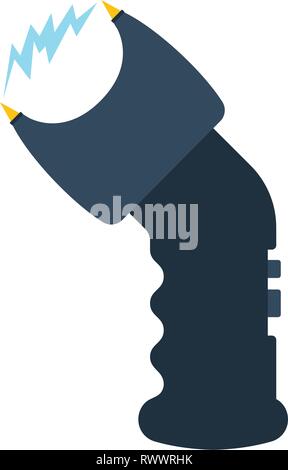 Polizei Elektroschocker Symbol. Flache Farbgestaltung. Vector Illustration. Stock Vektor