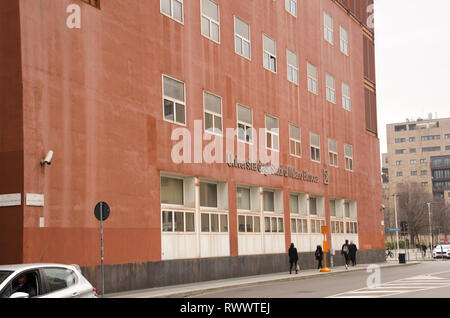 Bicocca in Mailand, mit alten Fabrik, Loft und Universität. Universität Mailand Bicocca Gebäuden. Mailand, 6. März, 2019 Stockfoto