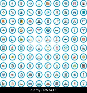 100 Entwicklung der Symbole, Cartoon Stil Stock Vektor