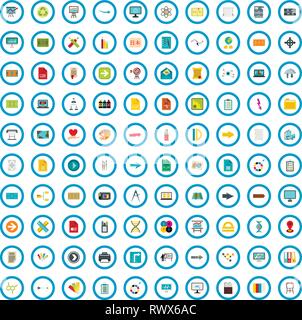100 Diagramm Symbole festlegen, flache Stil Stock Vektor