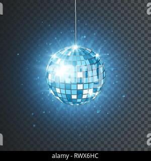 Disco oder Mirror Ball mit hellen Strahlen. Musik und Tanz die Nacht Hintergrund. Abstract night club retro Hintergrund 80er und 90er Jahre. Vector Illustration. Stock Vektor