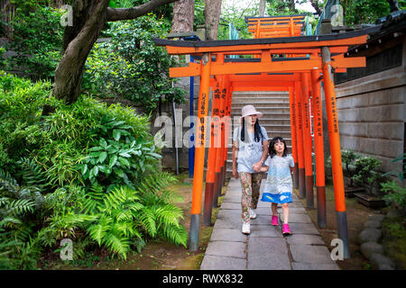 Gojyo Tenjin Schrein und der Hanazono Inari Schrein in Parks Ueno Tokyo Japan Stockfoto