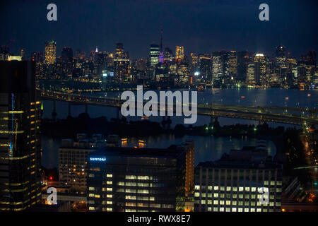 Nacht Luftbild von Tokio Stadtbild von Ferri Räder. Japan Stockfoto