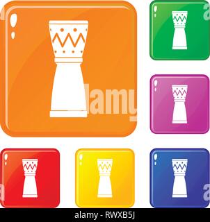 Tamtam Icons Set Vector Farbe Stock Vektor