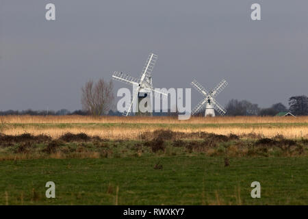 St Benet's Mühle: Tower Mill Horning & Thurne Mühle Norfolk UK GB Februar 2019 Stockfoto